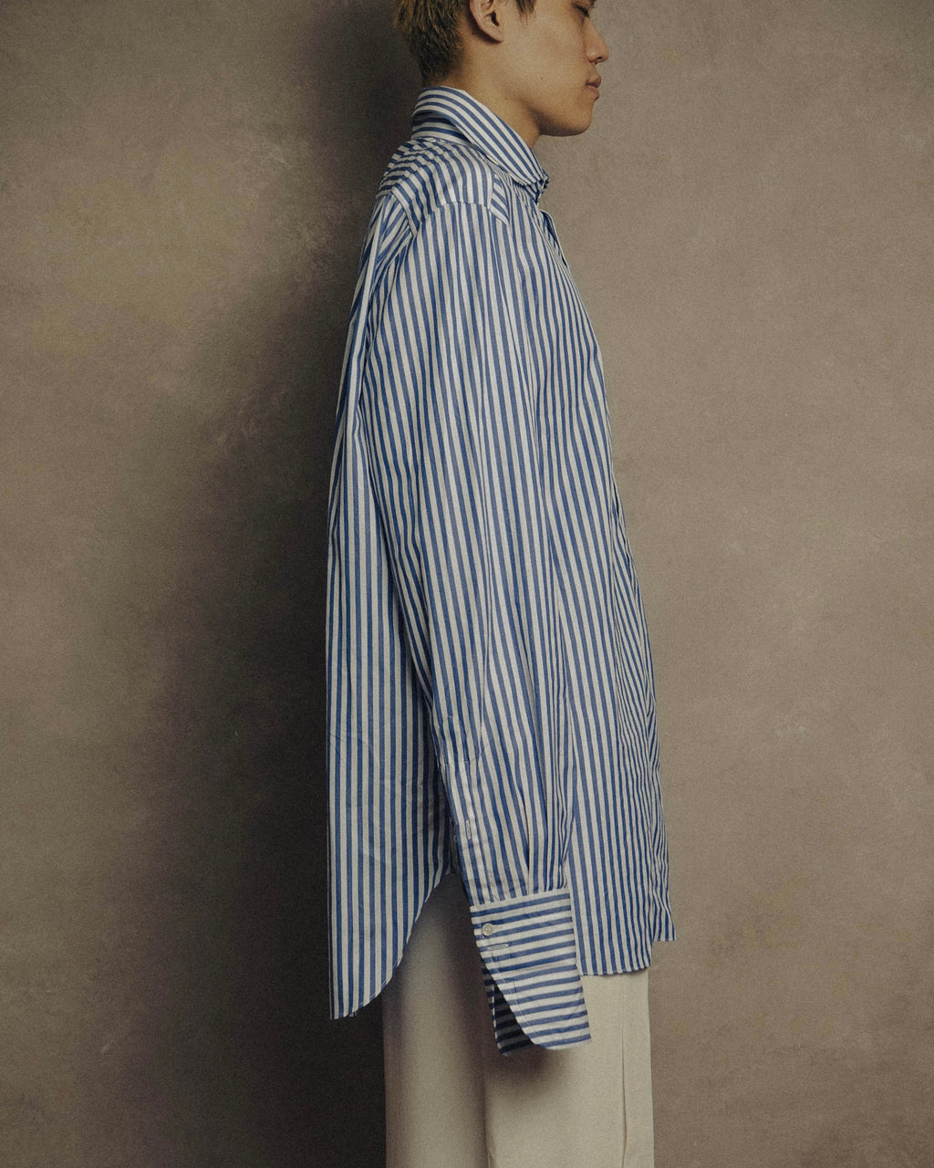 -MOOD MILLÉSIMES- 90’s-00’s vivid blue stripe wide-spread collar shirt