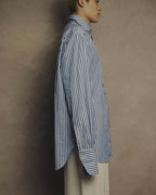 -MOOD MILLÉSIMES- 90’s-00’s vivid blue stripe wide-spread collar shirt