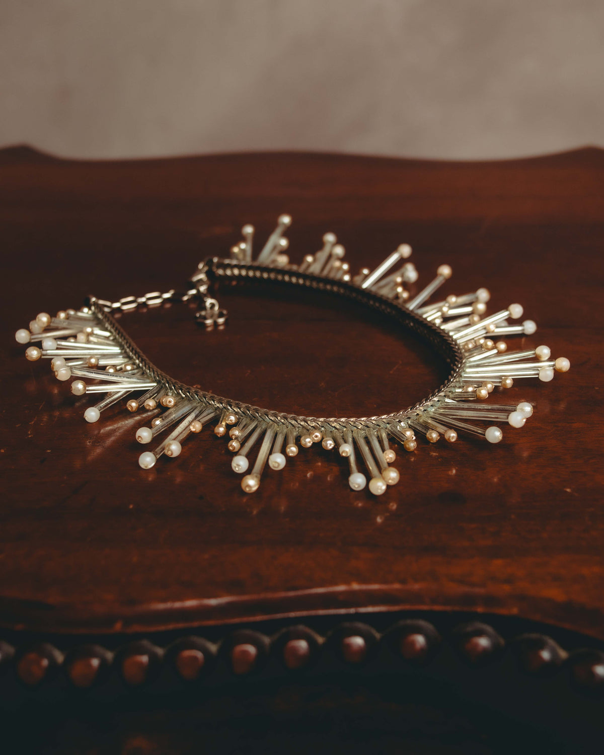 -SPECIAL- "CHANEL" 90's-00's Sculptural pearl fringe choker necklace