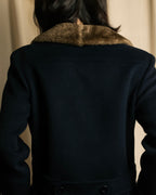 "VALENTINO" Fur collar double-breasted wool coat