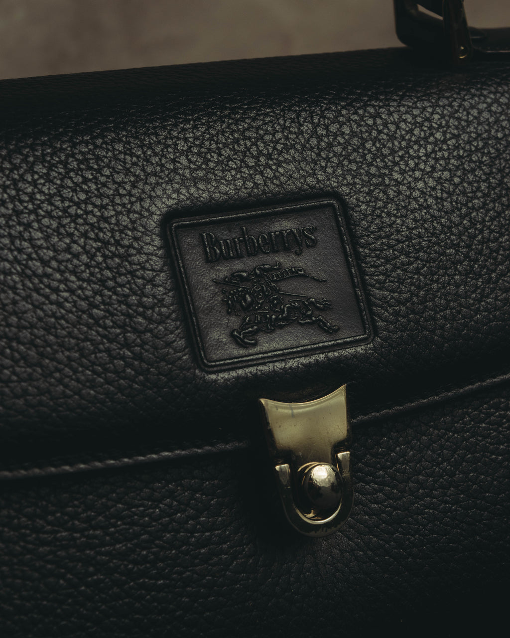 "Burberrys" 80's-90's Classic black leather top-handle handbag