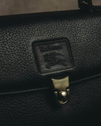 "Burberrys" 80's-90's Classic black leather top-handle handbag