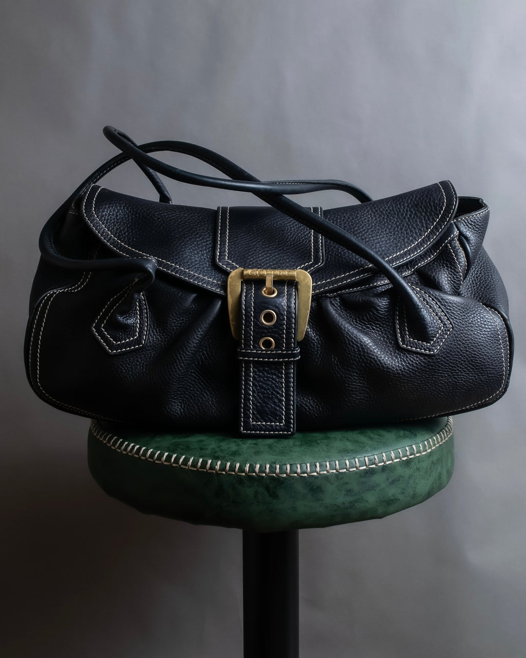 "CELINE" Gold buckle design large shoe bag shoulder bag