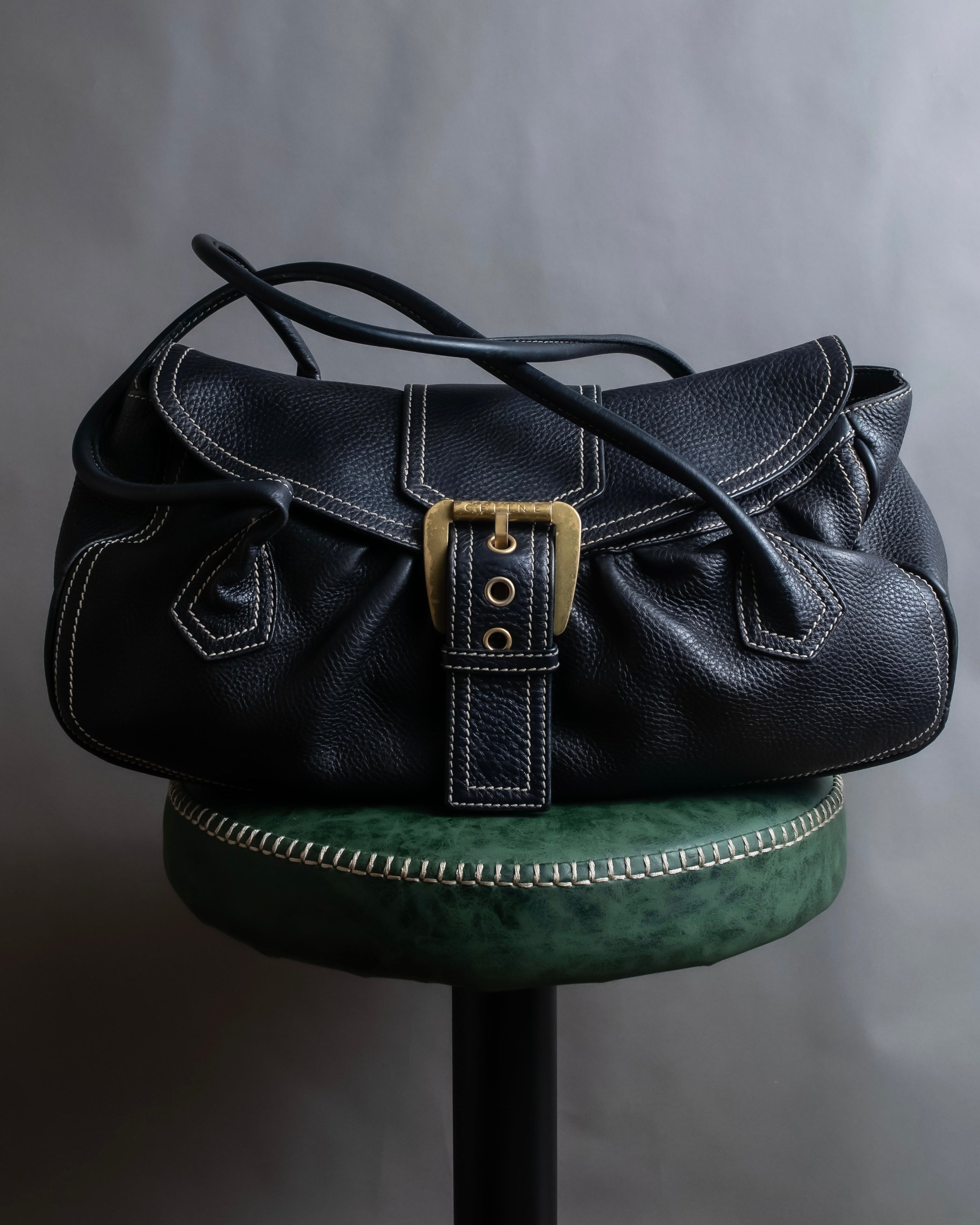 "CELINE" Gold buckle design large shoe bag shoulder bag