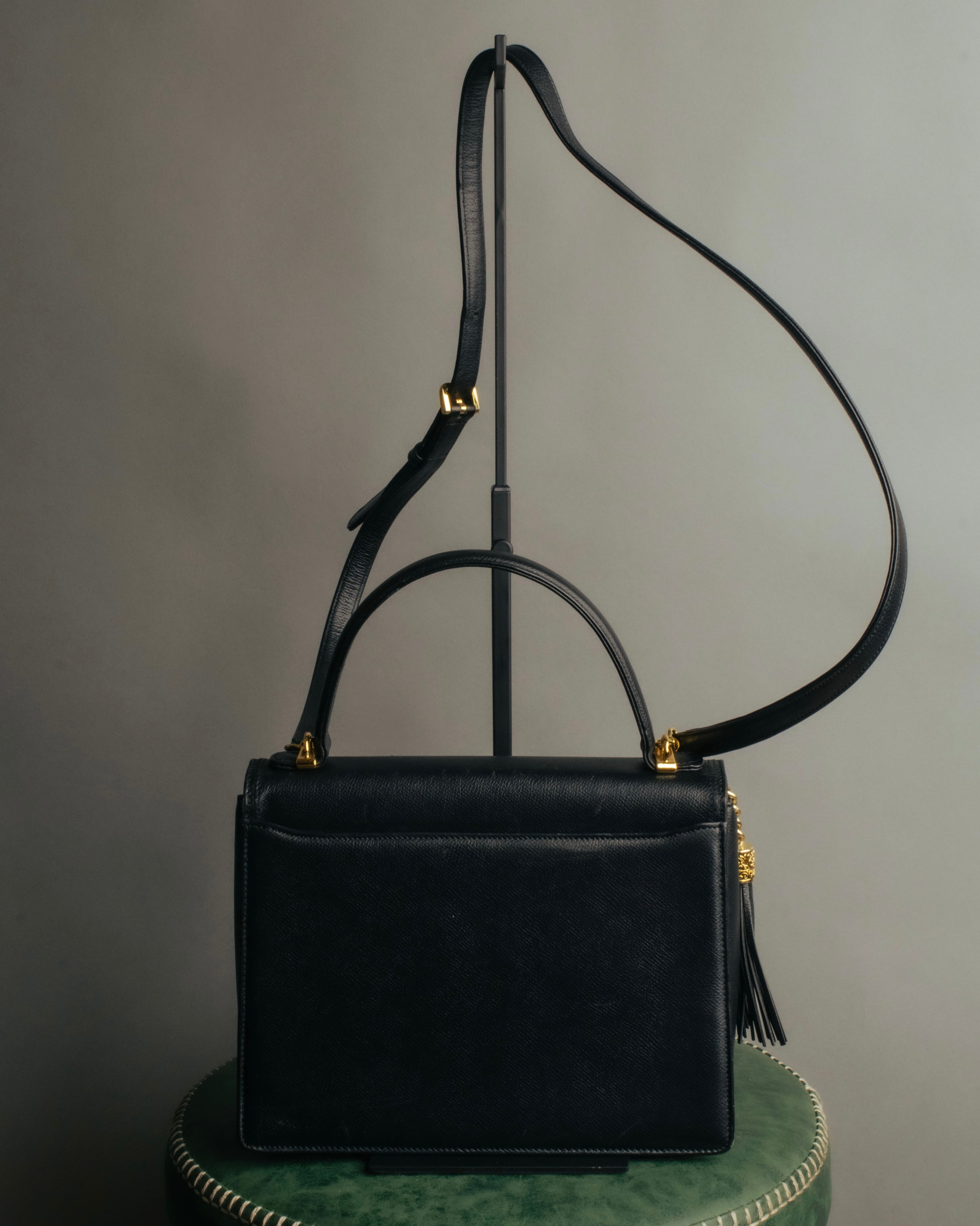 “Valentino Garavani” 90’s-00’s Structured V logo leather handbag