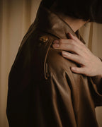 -SPECIAL- "LOEWE" 80’s Military detail stencil leather coat