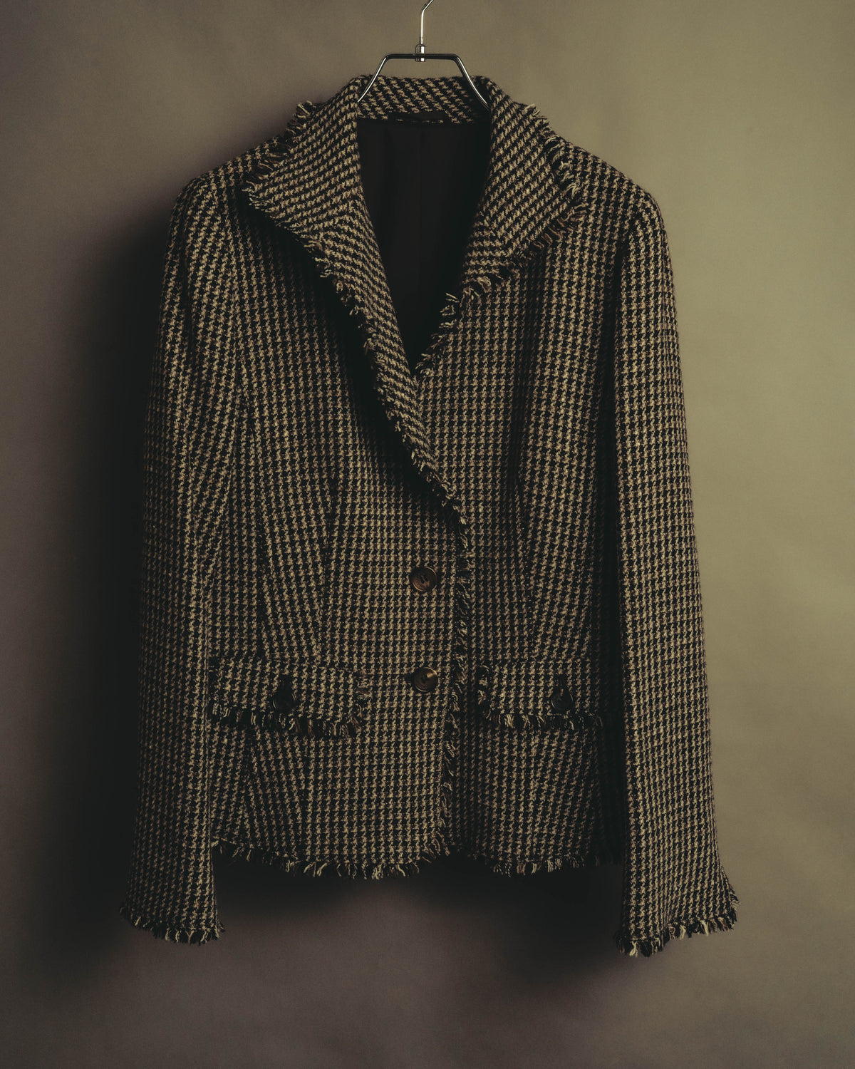 "BURBERRY LONDON" 00's-10's Fringed tweed blazer