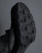 "PRADA" Military detail brushed leather lace-up long boots