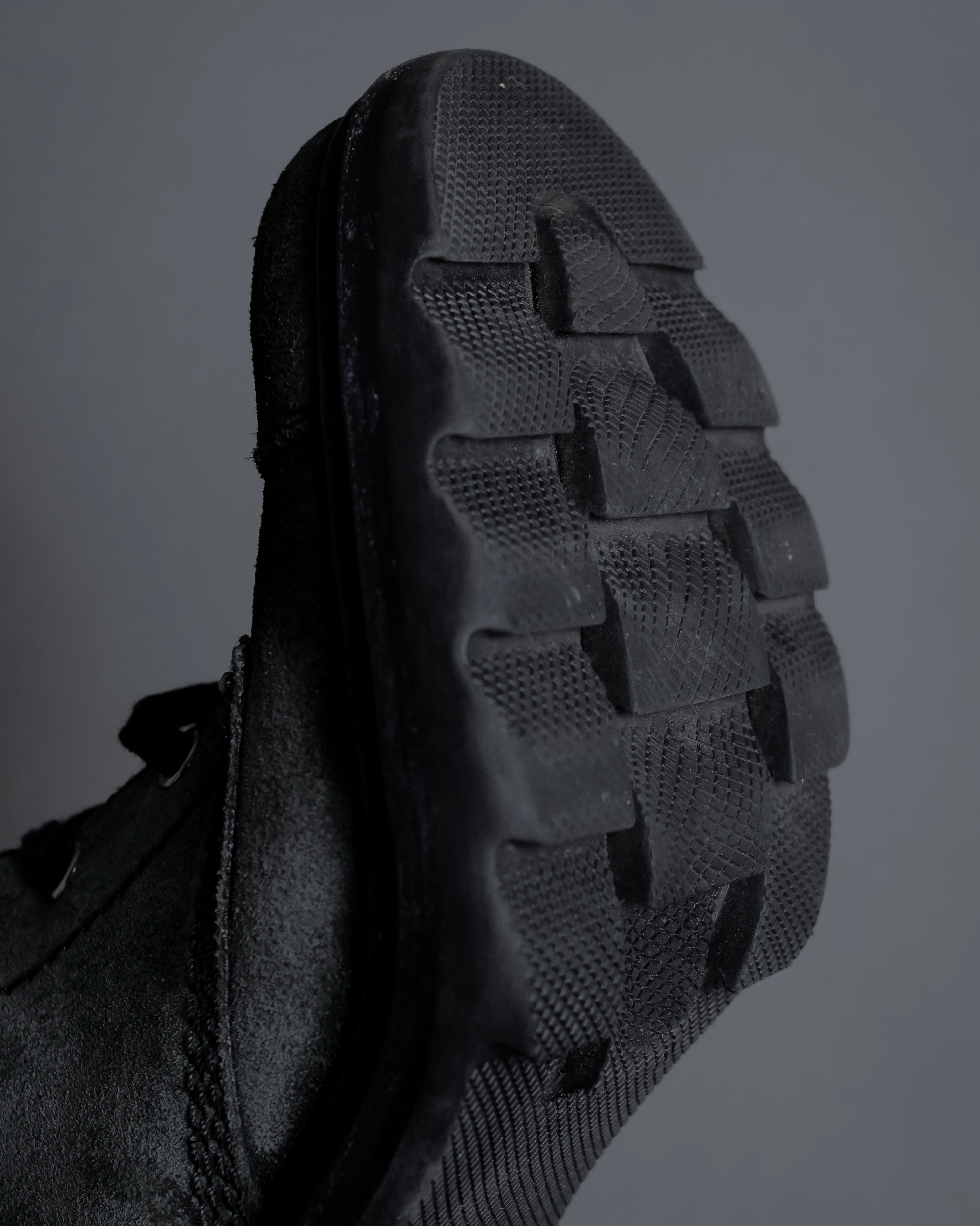 "PRADA" Military detail brushed leather lace-up long boots