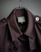 "CELINE" Triomphe button design in plum brown color
 trench coat