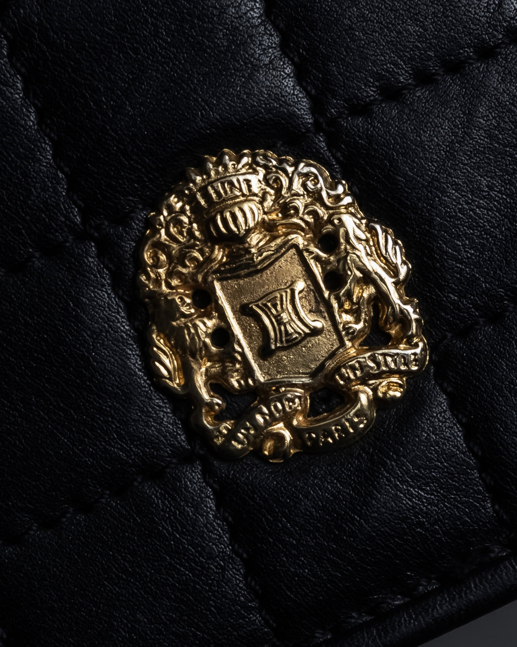 "CELINE" 80's-90's Crest metal fittings design quilted leather bag