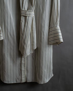 "MAISON MARGIELA" 16SS bowtie design striped long shirt