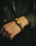 -SPECIAL- “BOTTEGA VENETA” 00’s-10’s Natural stone set ribbed sculptural cuff
