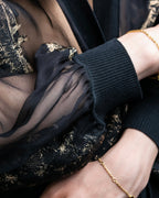 "HERMES" Embroidered design see through cardigan