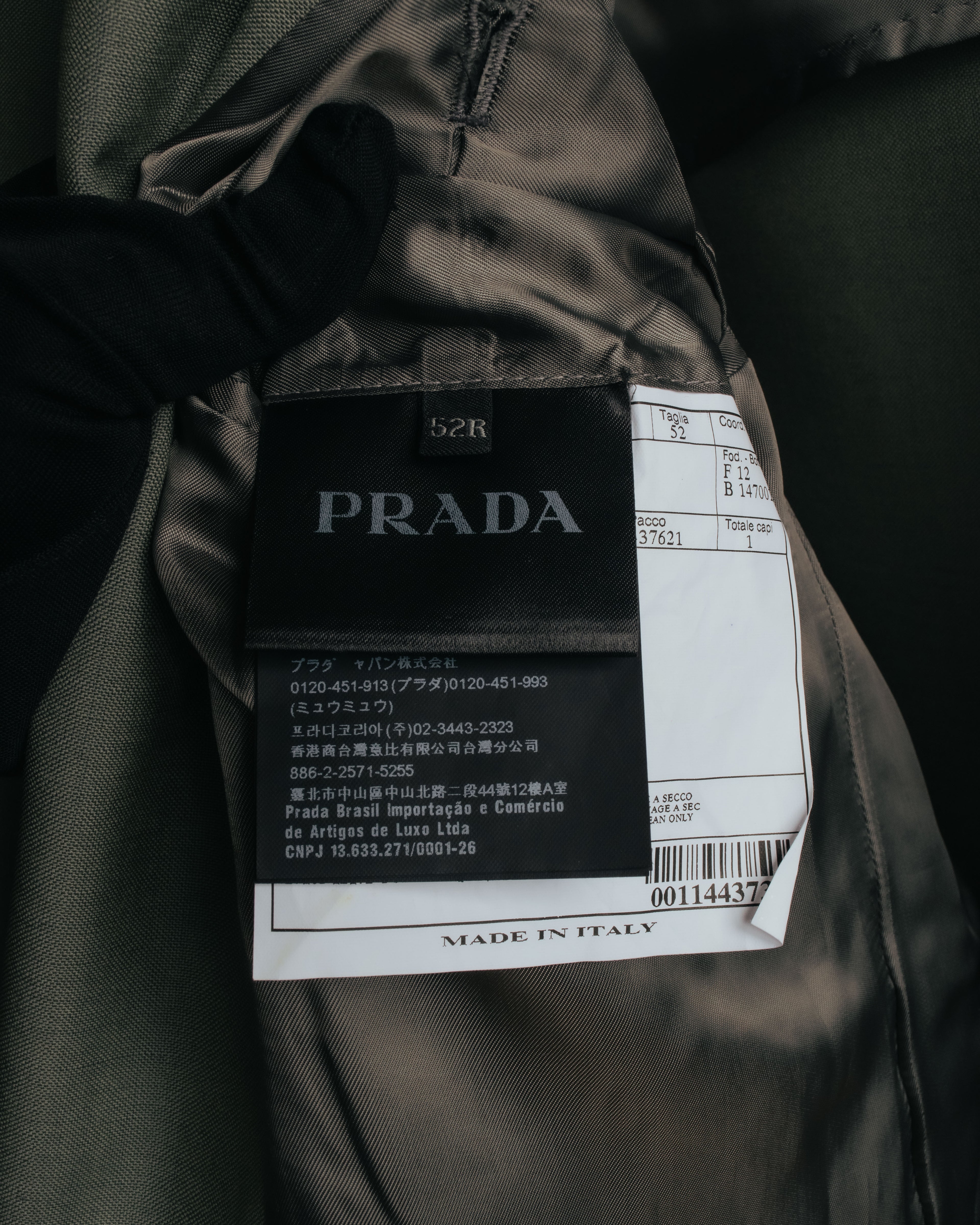 "PRADA" 2012AW Wool-mohair tailored jacket with contrast collar detail
