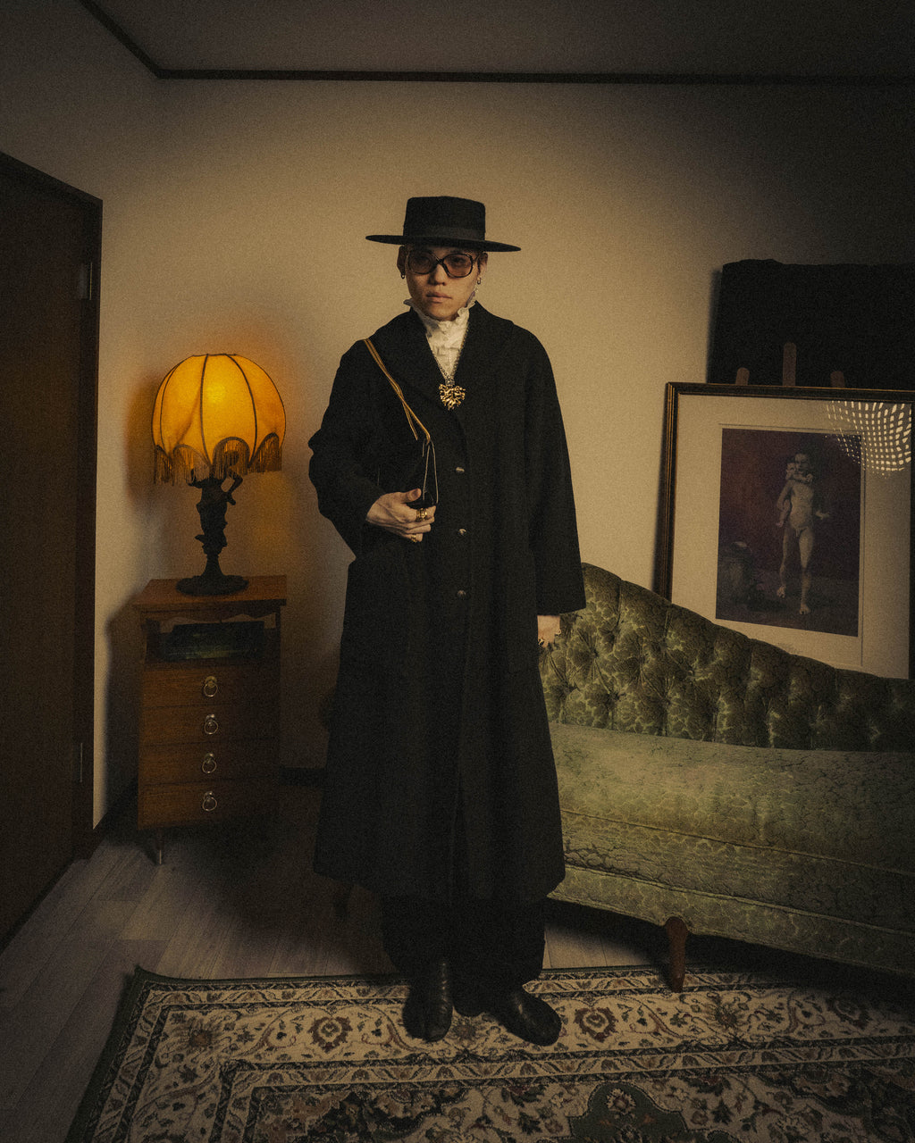 -SPECIAL- "Salvatore Ferragamo" 90's-00's Alpaca wool oversized shawl collar long coat