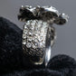 "CHANEL" Cocomark engraved rhinestone design camellia ring