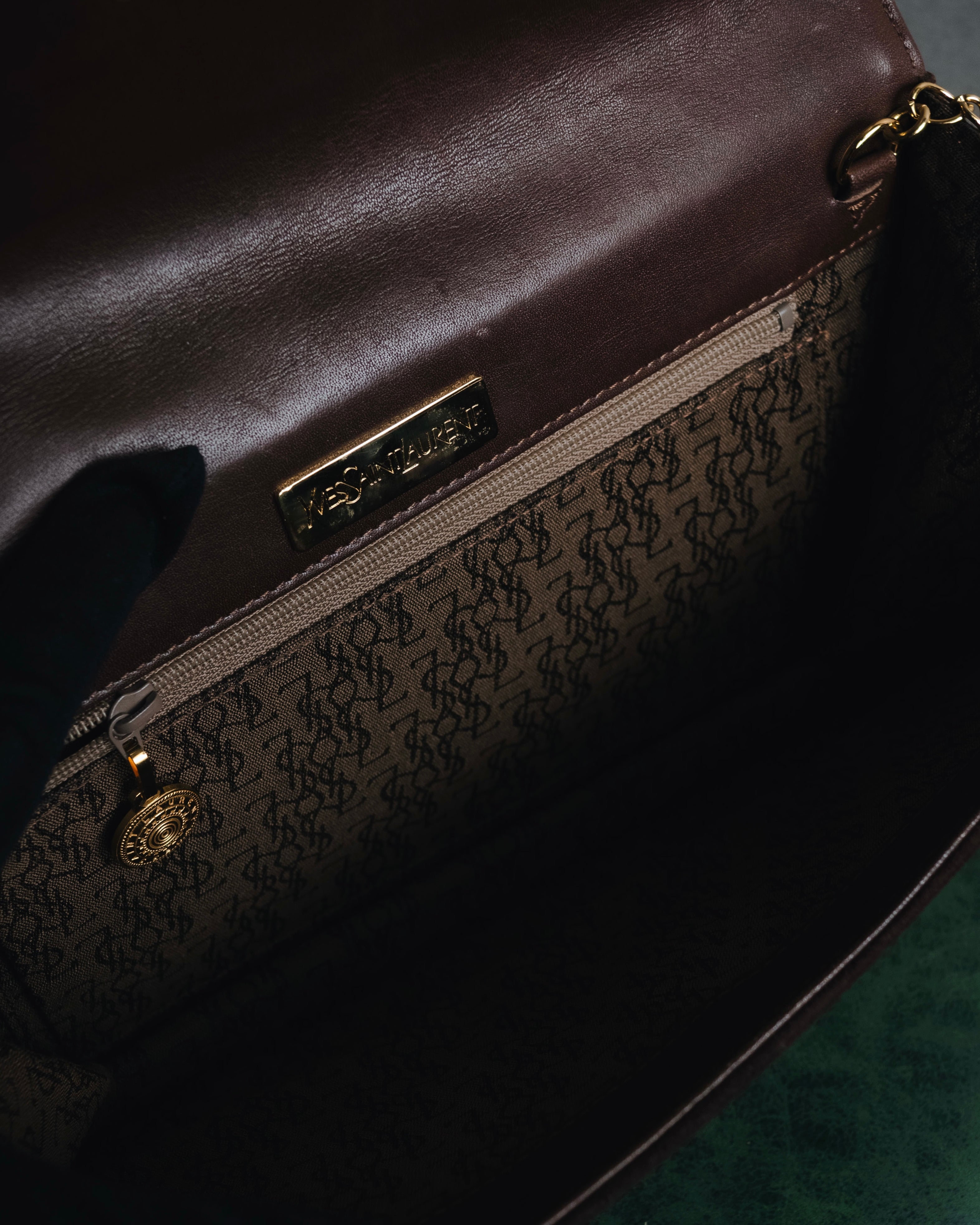 "Yves Saint Laurent" 80’s-90’s Concho suede chain shoulder bag