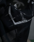 "CHANEL" Typography logo engraved large scarf