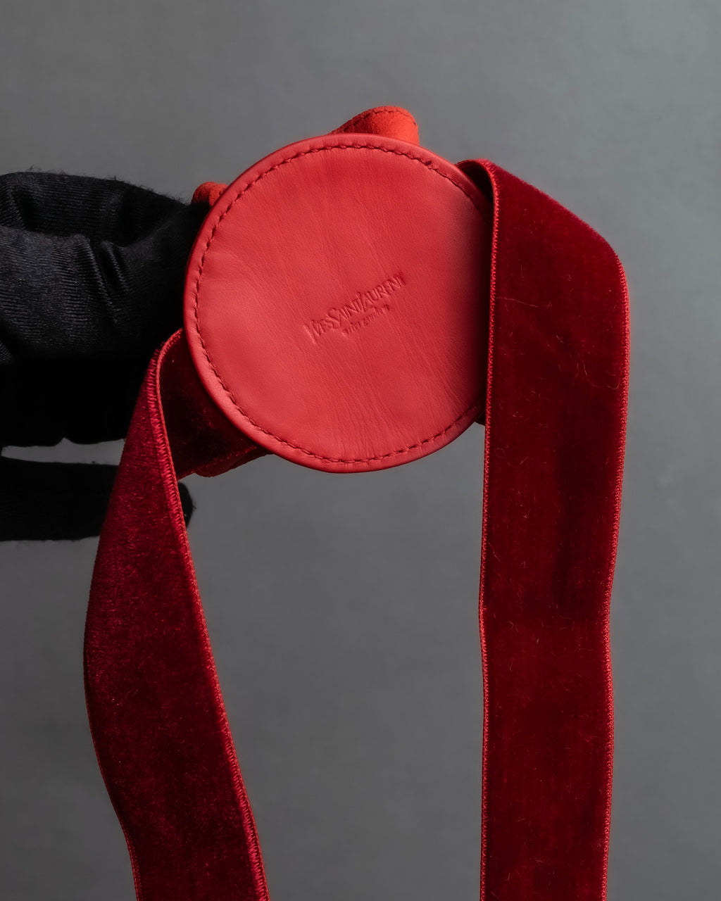 "YVES SAINT LAURENT" Rose motif leather choker＆ribbon accessories