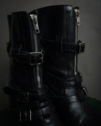 “CELINE” 19-23 Multi buckle zip biker boots