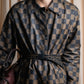 "FENDI" Pecan checkered belted mid length coat