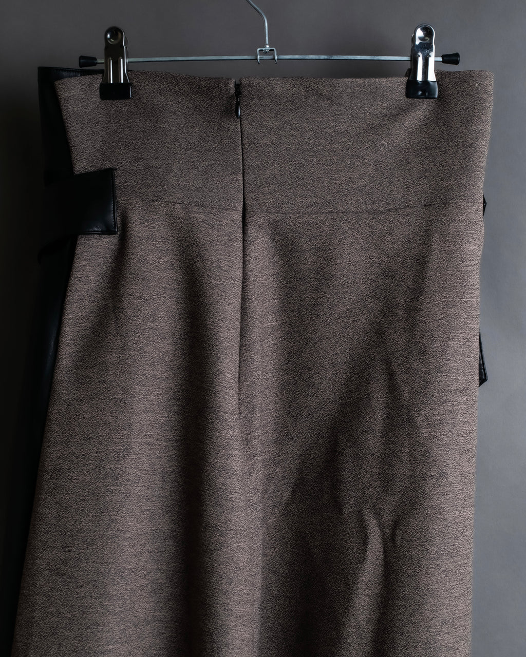 "ADORE" Synthetic leather docking belted maxi length flared skirt