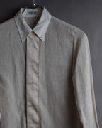 "BRUNELLO CUCINELLI" Contrast collar hidden placket linen shirt