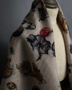 "HERMES" 80's Carré 90 Les Champignons II silk scarf