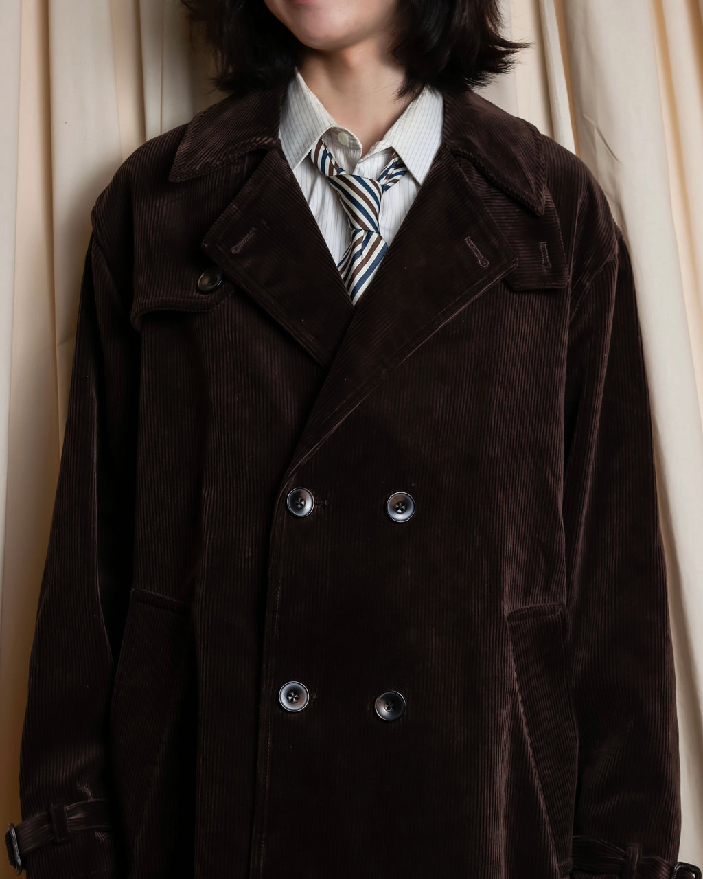 "Barbour" Wide ribbed corduroy maxi-length trench coat