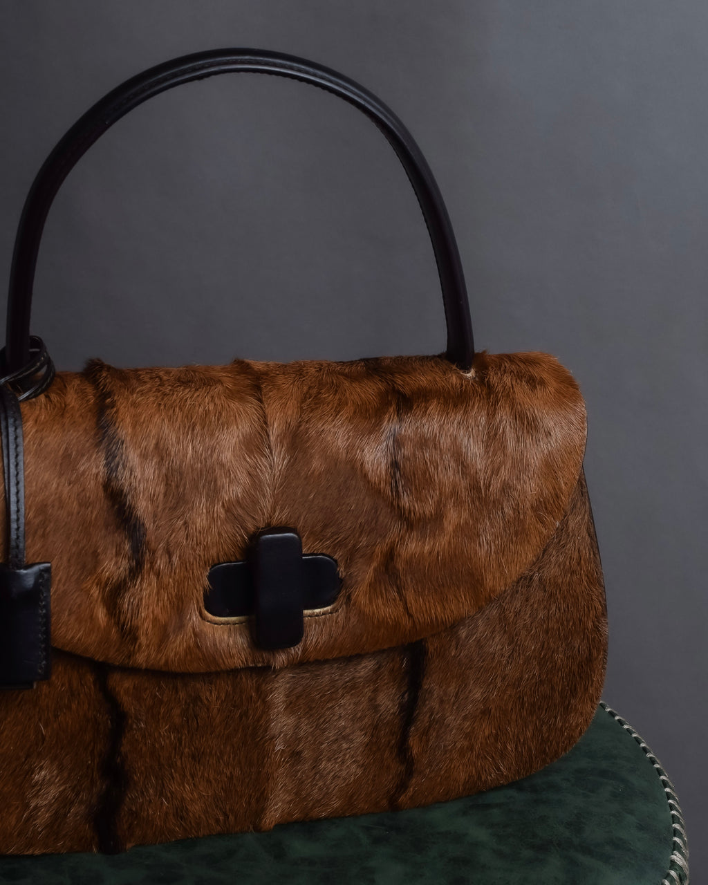 "GUCCI"「1947」 pony leather combination bamboo hand bag