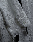 "GUCCI" Michele period floral lace design bow tie shirt