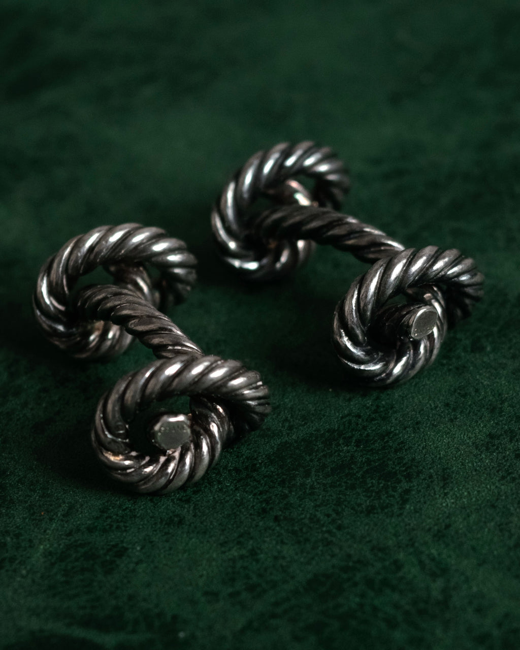 “HERMES” 1970–80s Double knot silver cufflinks
