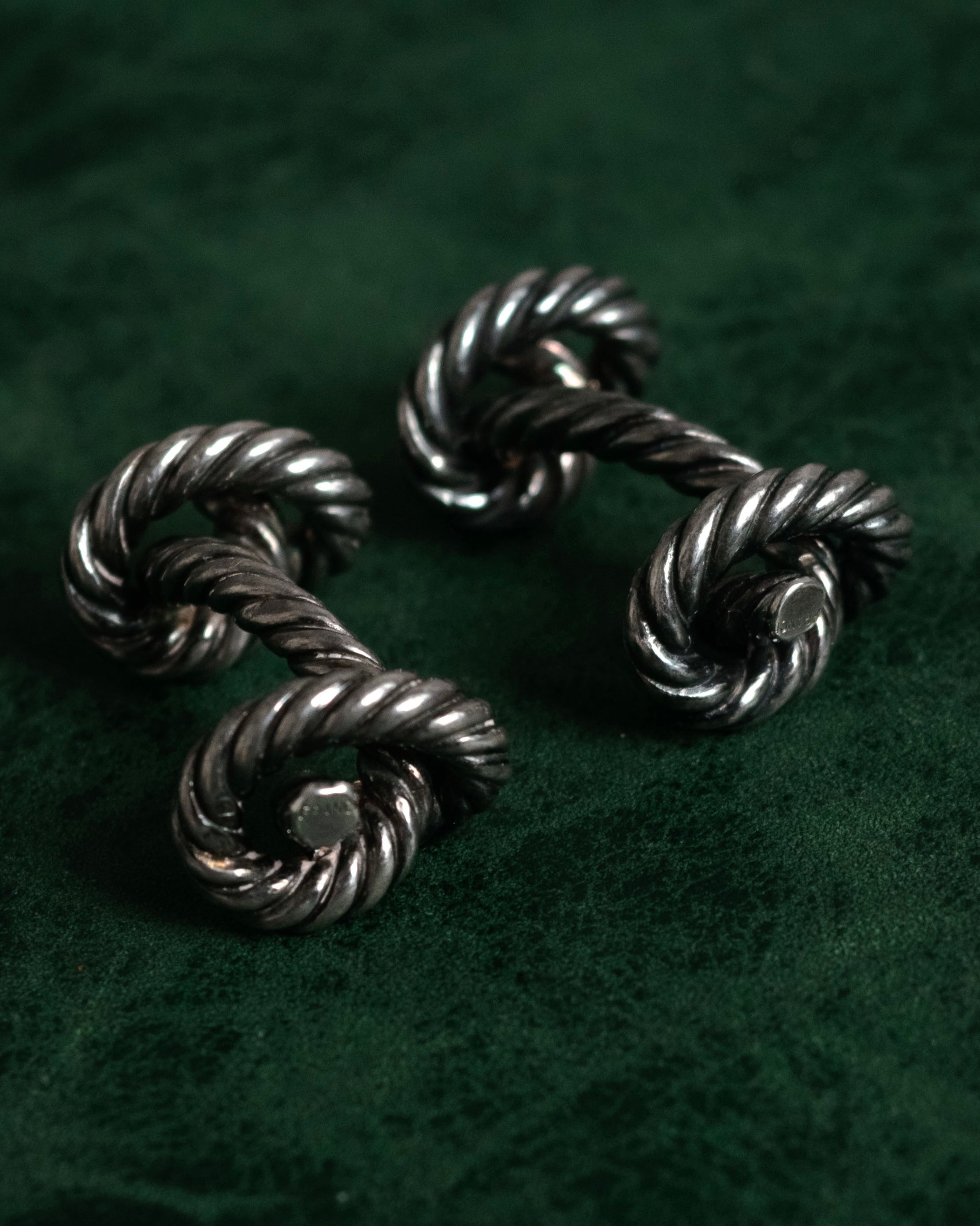 “HERMES” 1970–80s Double knot silver cufflinks