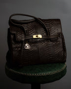 "Vintage turnlock design python leather bag"