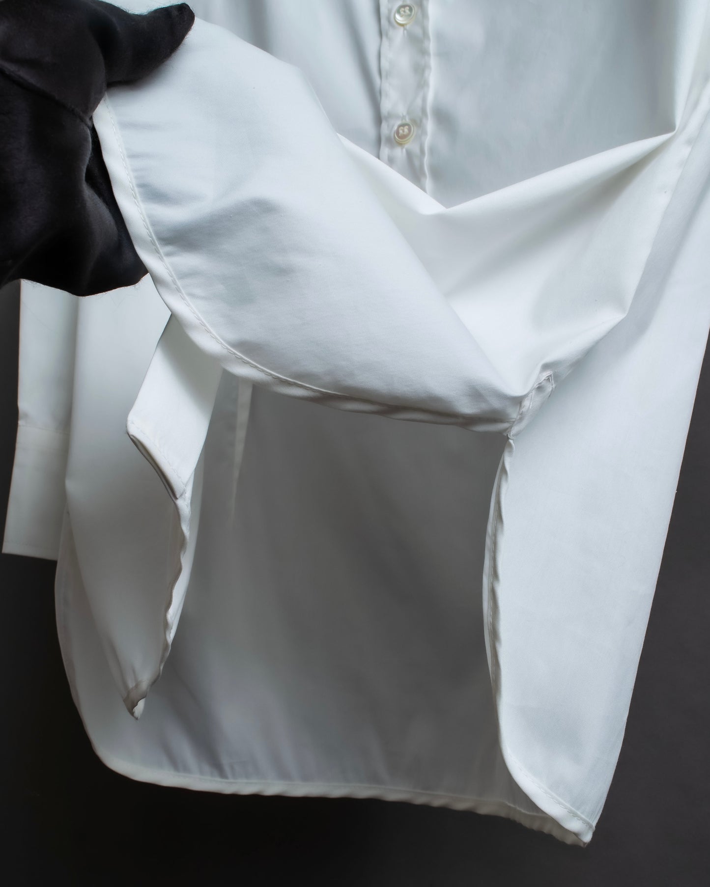 "BALENCIAGA" Gathered design box cut white shirt