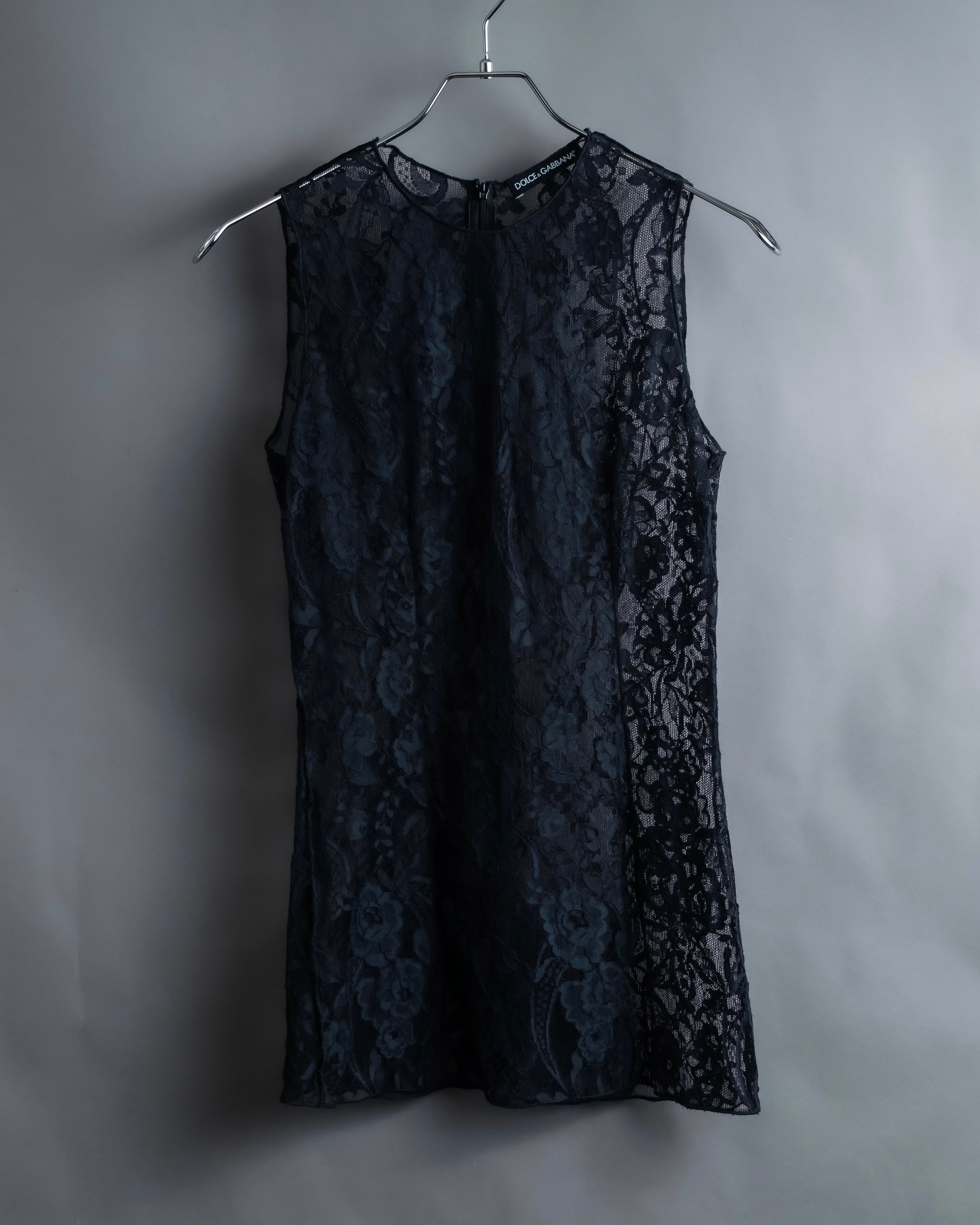 "D&G" Botanical pattern lace shift dress
