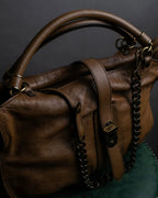 "BURBERRY" Chain design grained full grain leather shoulder bag