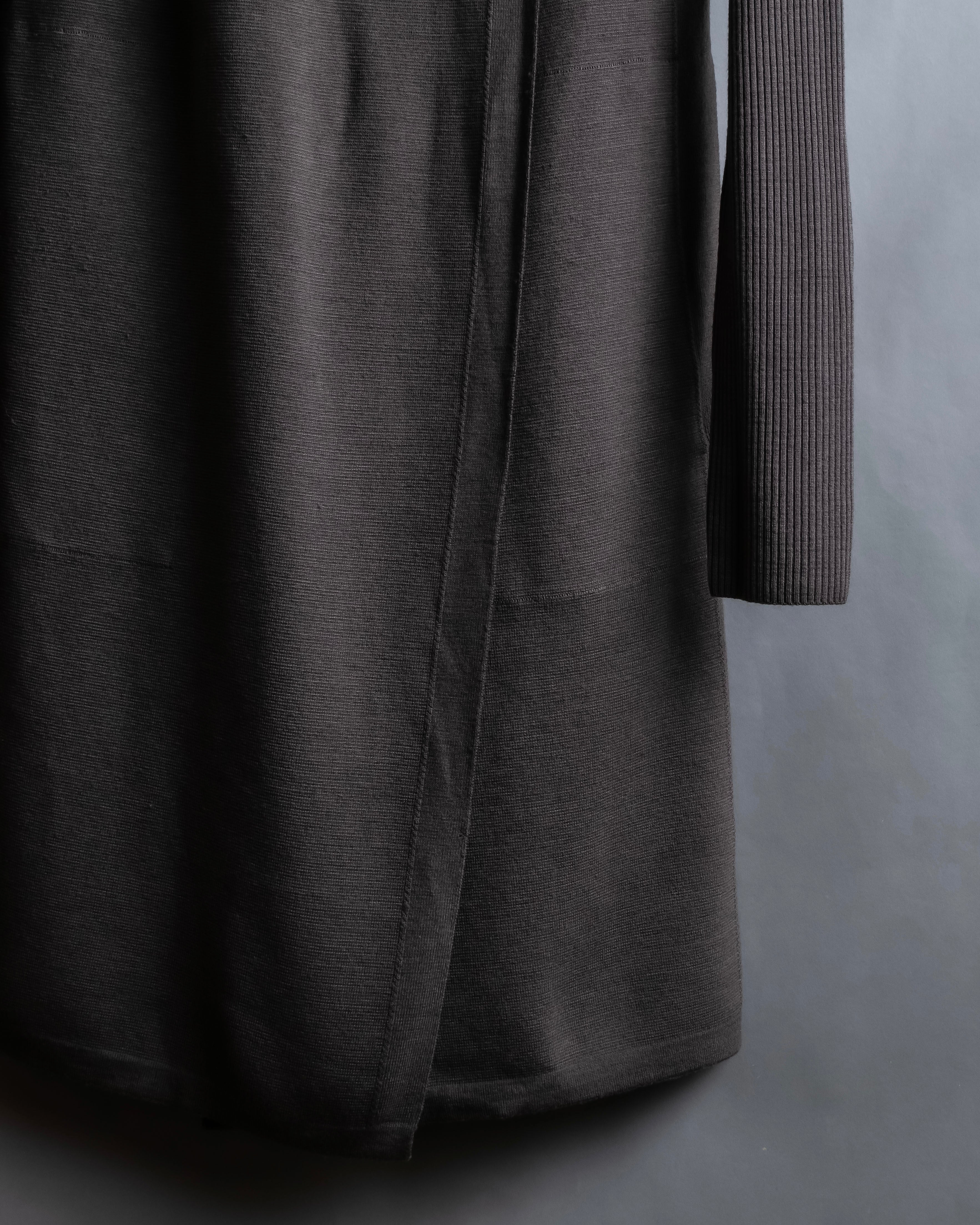 "Rick Owens" 12AW asymmetrical hooded knit cardigan