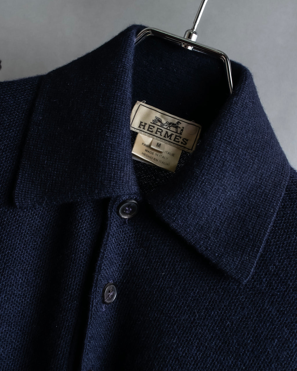 Hermès Camiseta de punto de cachemira azul marino hermosa