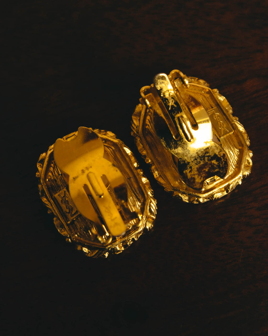 "Yves Saint Laurent" 80's-90's Emerald green clip-on earrings