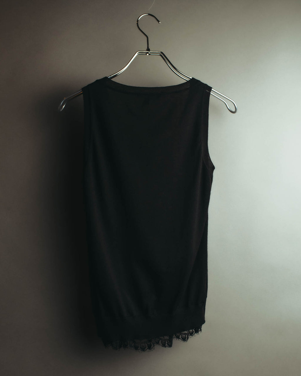 "GUCCI" 90's-10's Delicate lace-trim knit tank top