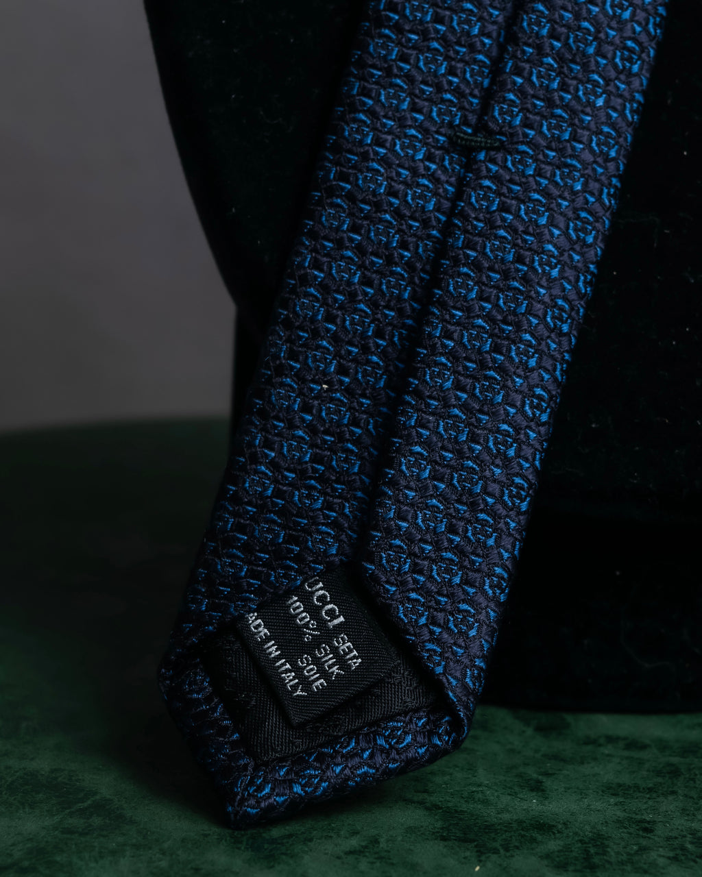 "GUCCI" Navy micro pattern silk necktie