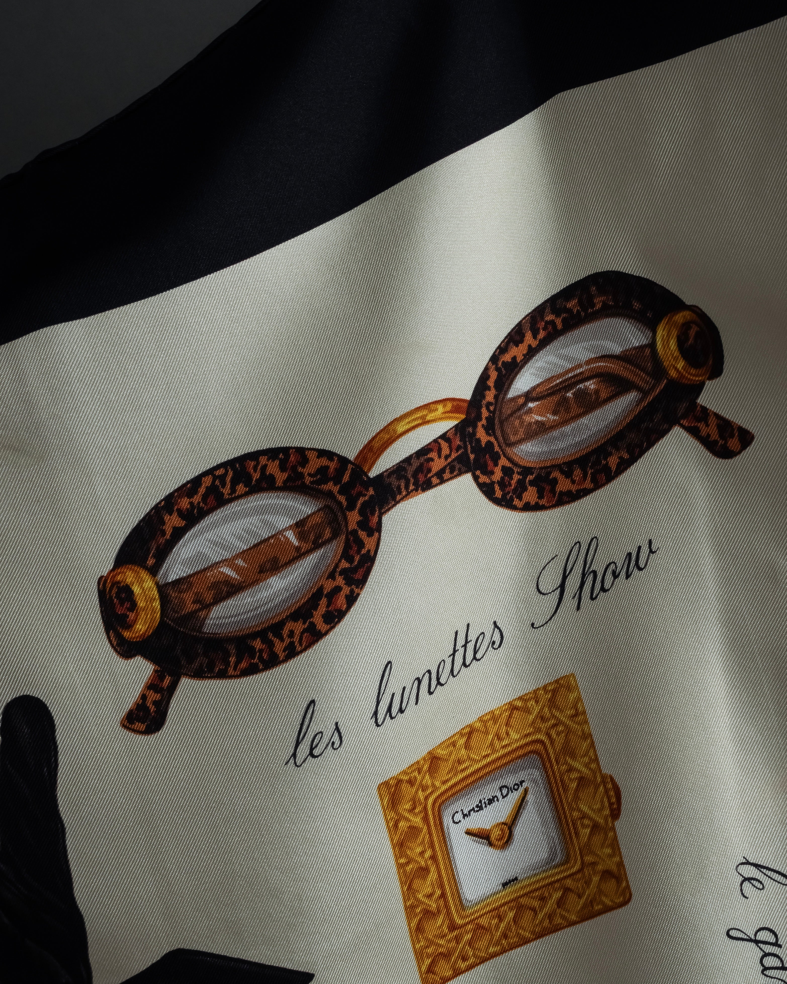 "Christian Dior" Parisian accessory motif silk scarf