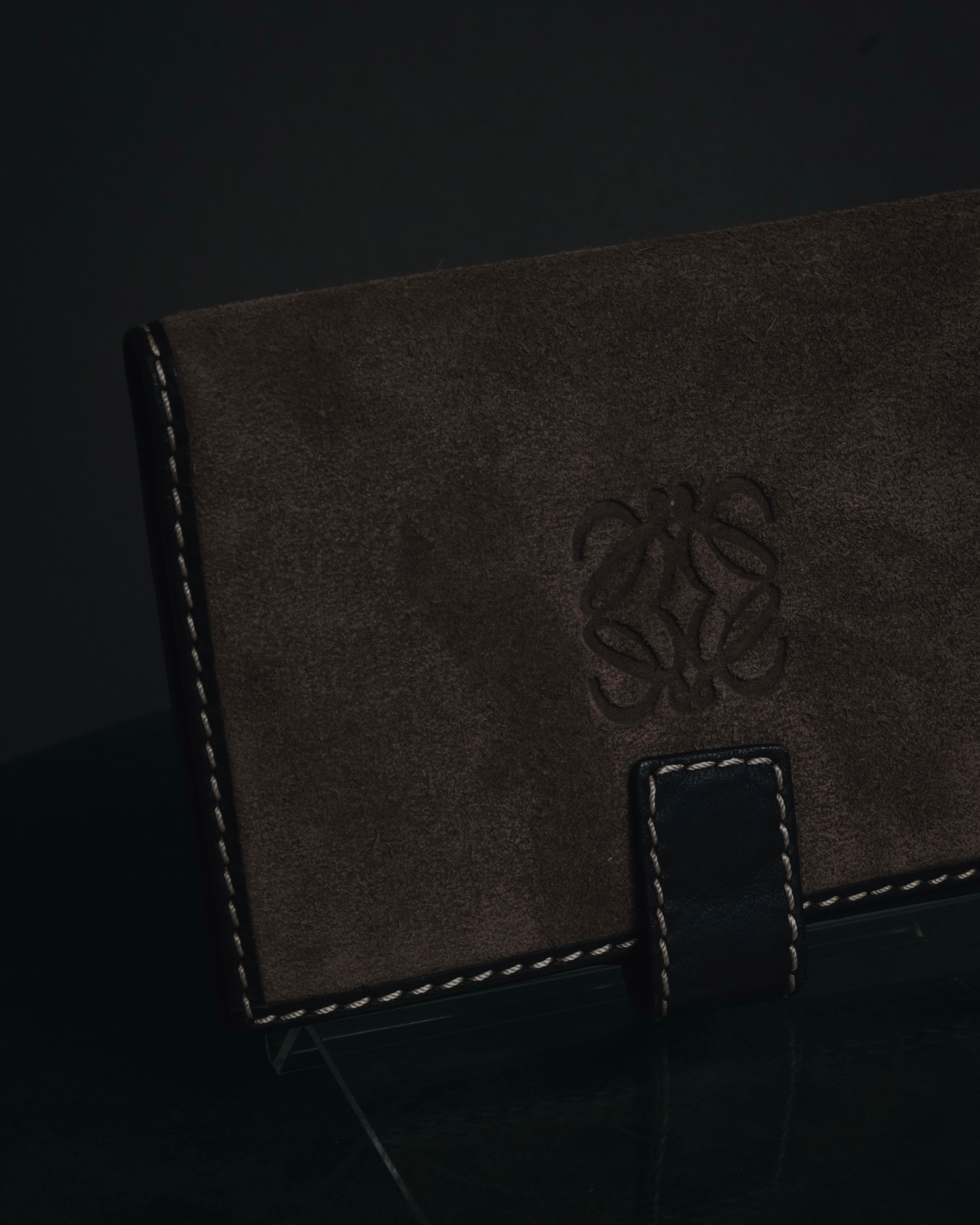 "LOEWE" Anagram-embossed suede bi-fold wallet