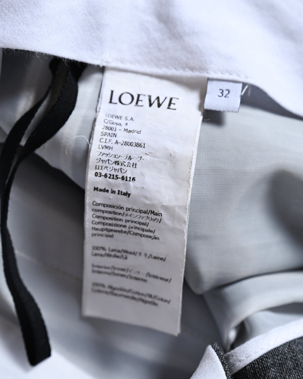 LOEWE by Jonathan Anderson/ High Waisted Beautiful Straight Silhouette Trousers Gray