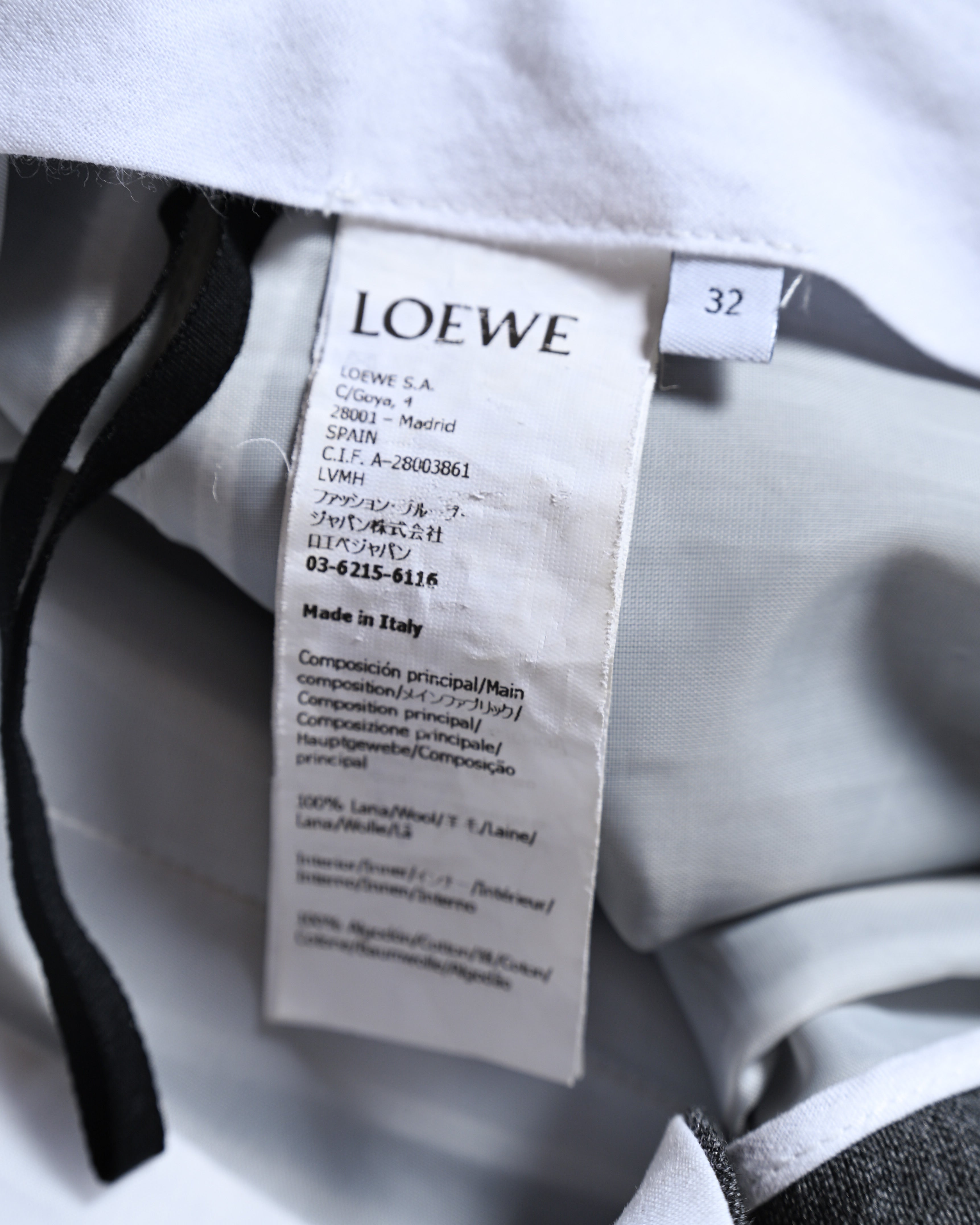 LOEWE by Jonathan Anderson/ High Waisted Beautiful Straight Silhouette Trousers Gray