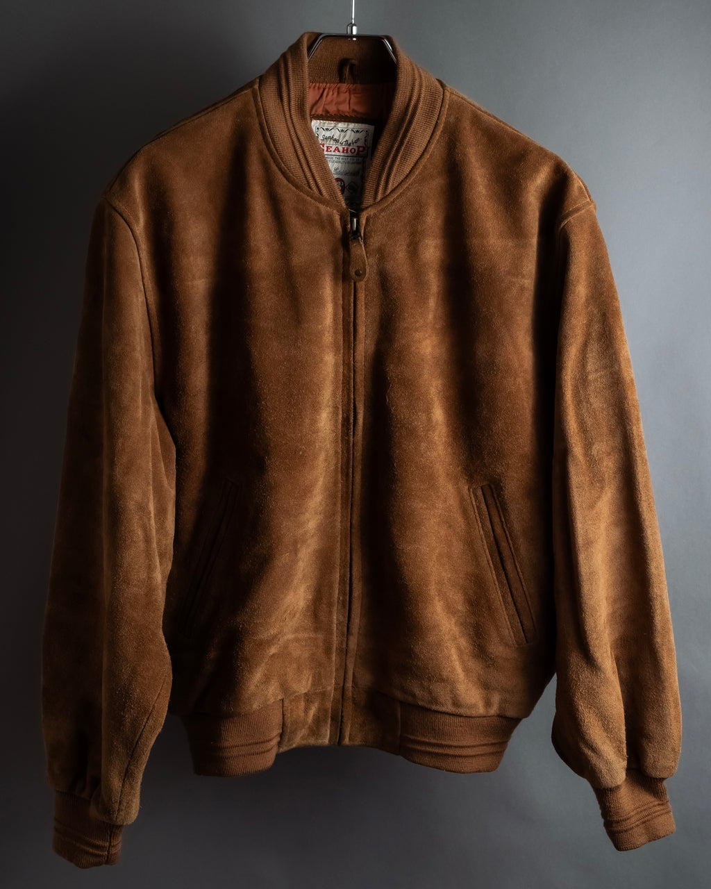 "SEAHOP" Ribbed design suede leather blouson