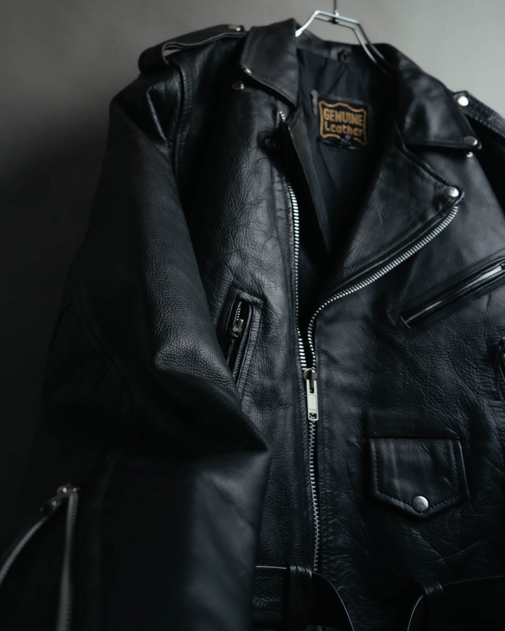 -MOOD MILLÉSIMES- 80’s-90’s heavy-grain double riders jacket