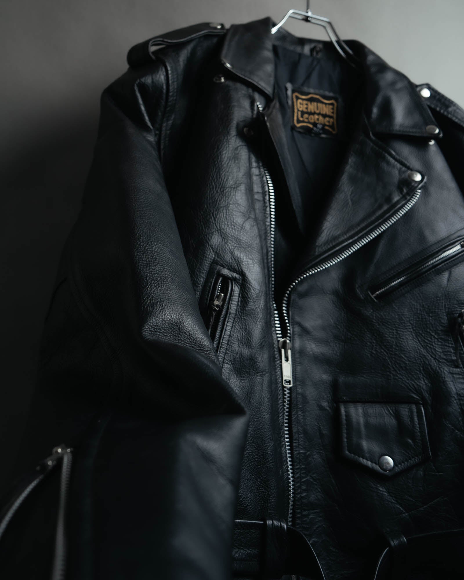 -MOOD MILLÉSIMES- 80’s-90’s heavy-grain double riders jacket